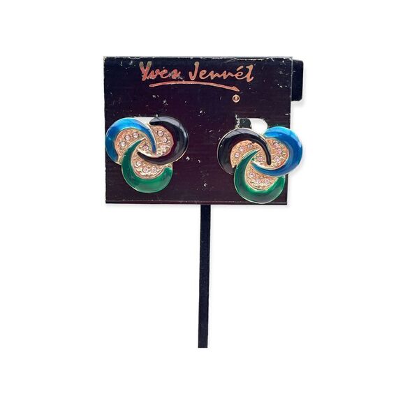 Yeves Jannel Y2k Costume Fashion Jewelry Blue Green Black Gold Clip-on - Picture 1 of 3